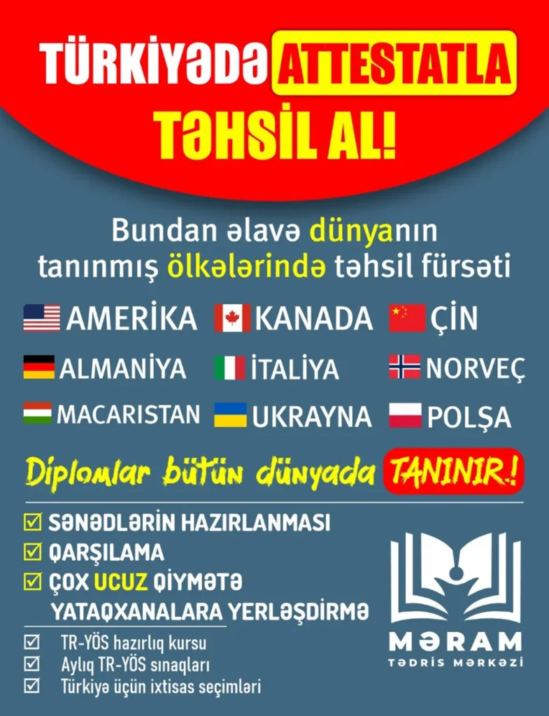 Turkiyədə Attestatla Təhsil - Meram Tədris Mərkəzi